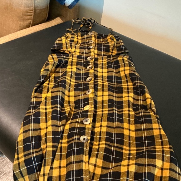 Urban Outfitters Yellow Plaid Backless Dress - Picture 2 of 6